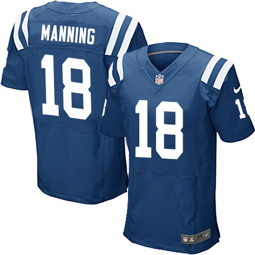 Men's Elite Peyton Manning Nike Jersey Royal Blue Home - #18 NFL Indianapolis Colts